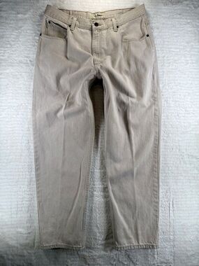 L L Bean Men's Sz 35" x 29" Natural Fit Casual Work Pants Khaki Denim